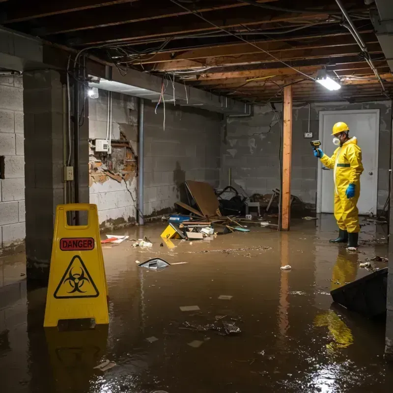 Flooded Basement Electrical Hazard in Clifton, IL Property